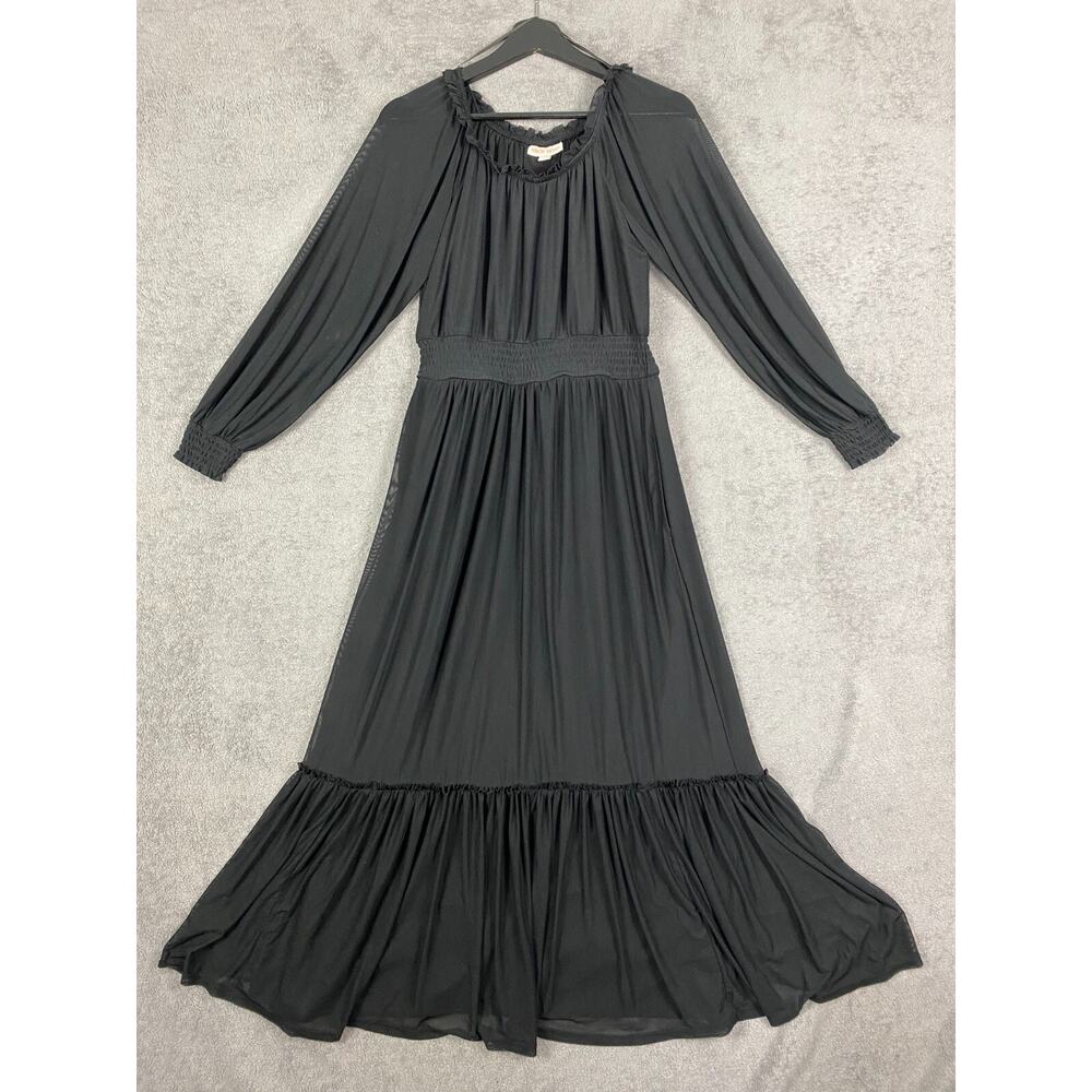 Knox Rose Maxi Dress Women S Black Ruffle Tiers Witchy Whimsigoth Dark Feminine